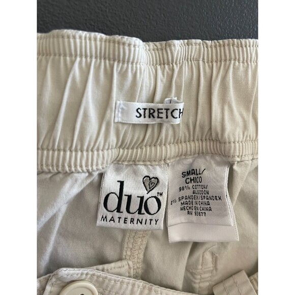 Duo Maternity Small Khaki Cargo Capri Pants with Stretch 6 Pockets - Picture 5 of 5